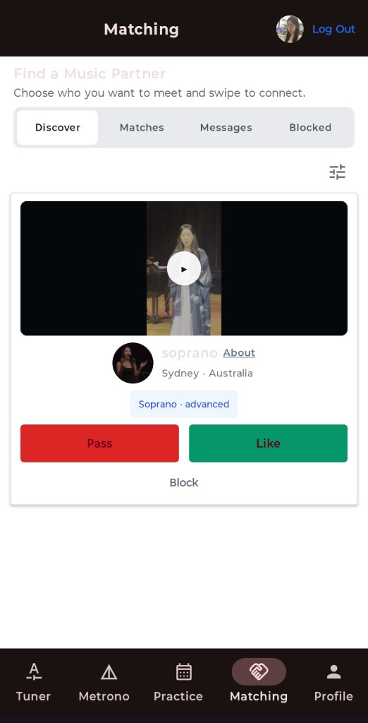 Matching screen